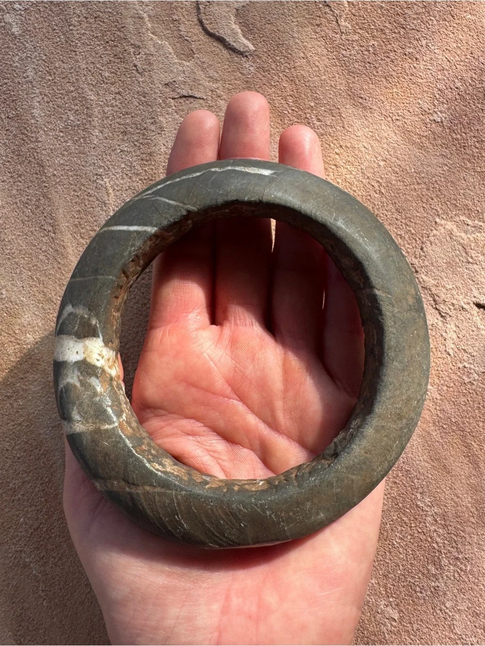 Old Stone Mali Marble Bracelet – African Kasena Tribal Bangle ~ Vintage Ethnic - Picture 5 of 10